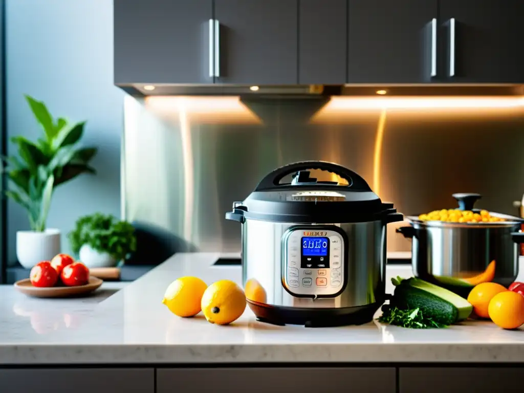 Un ambiente de cocina moderno con el innovador Instant Pot como punto focal y un análisis completo del gadget de cocina