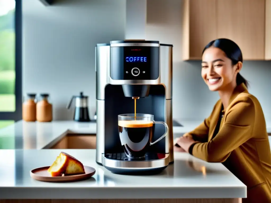 Una cafetera accesible para personas con limitaciones físicas, mostrando inclusividad y empoderamiento en la cocina