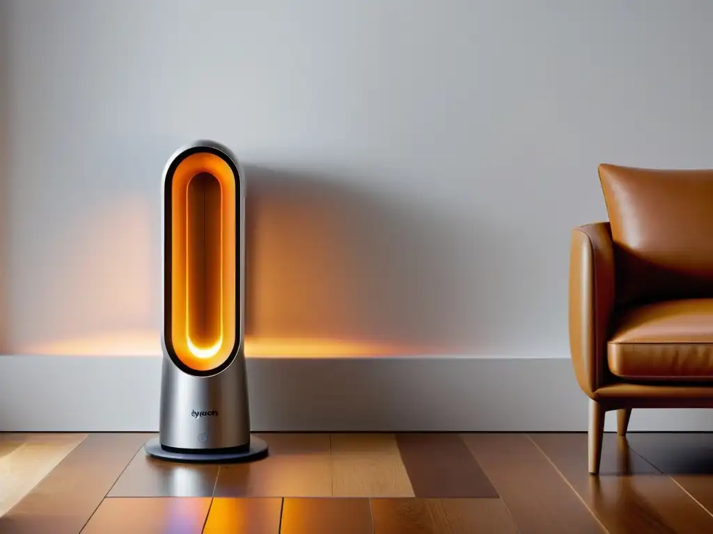 Un cálido calefactor Dyson Hot+Cool en un elegante salón