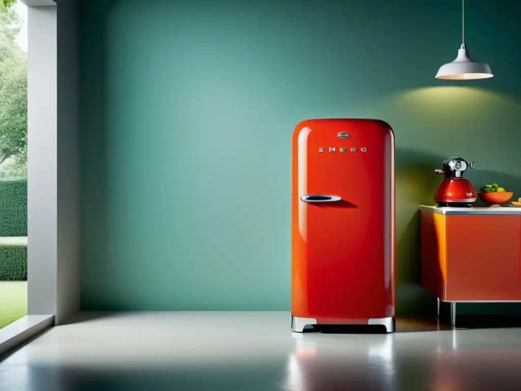 Reseña nevera SMEG diseño retro en cocina moderna con detalles vintage y color vibrante