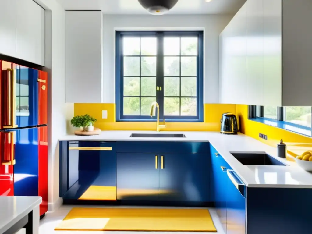 Una cocina moderna con electrodomésticos de colores vibrantes en tendencia