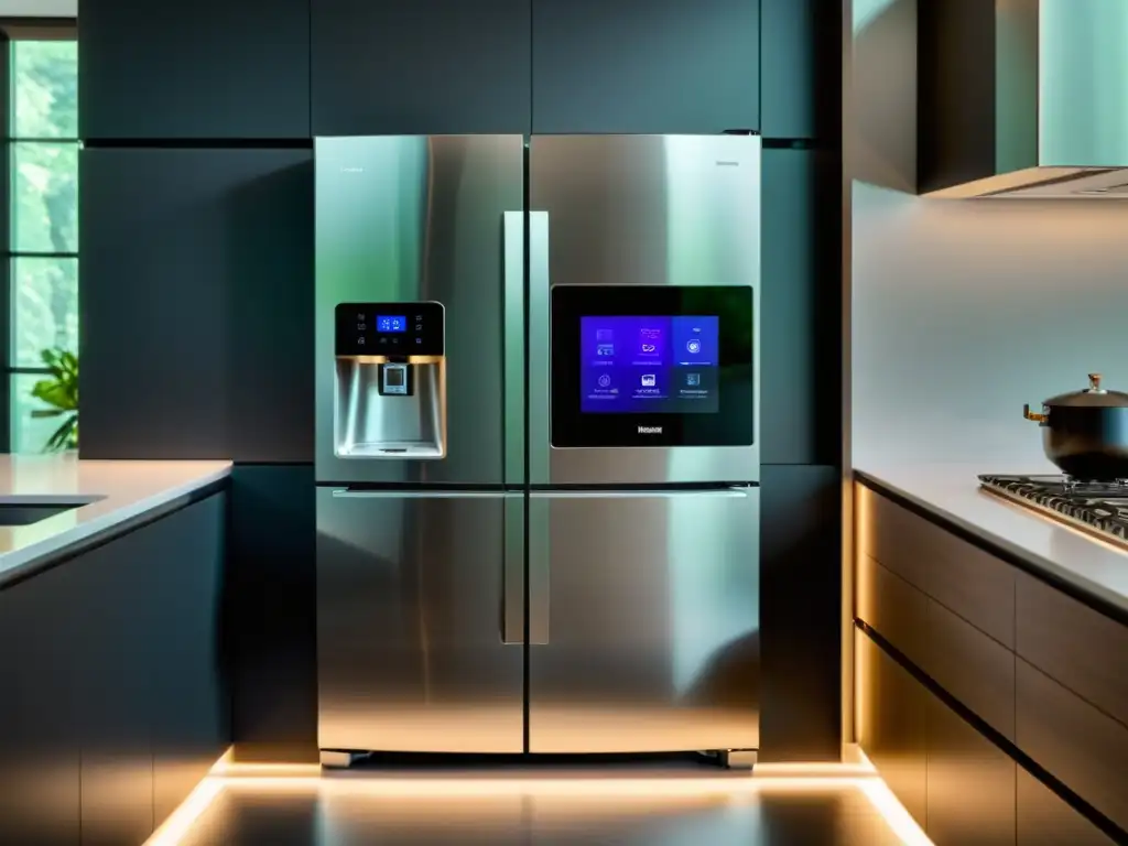 Una cocina moderna con electrodomésticos inteligentes de diseño futurista