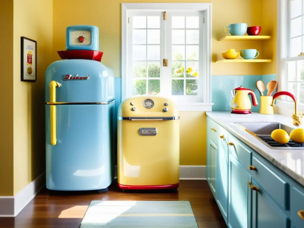 Una cocina moderna con electrodomésticos vintage que añaden encanto y personalidad