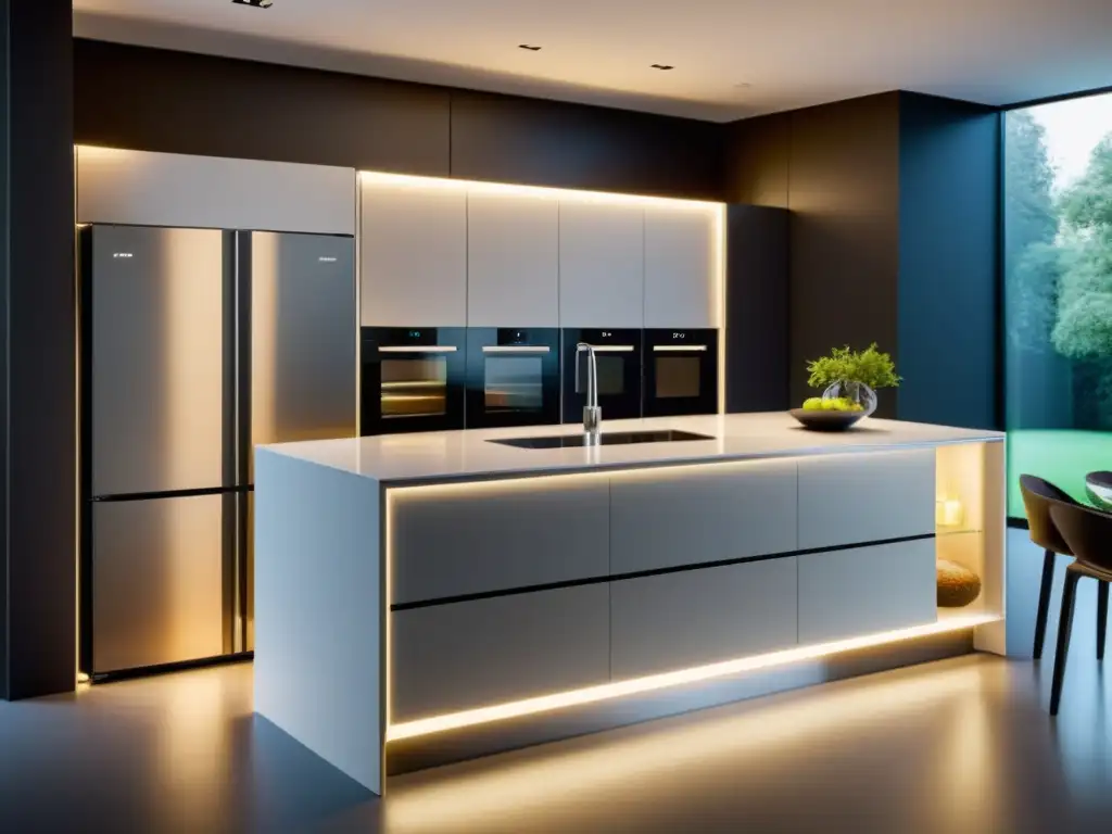 Sleek cocina moderna con iluminación LED energéticamente eficiente