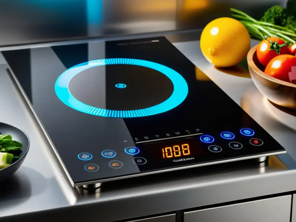 Una cocina moderna con tecnología de inducción, eficiencia energética y un diseño minimalista