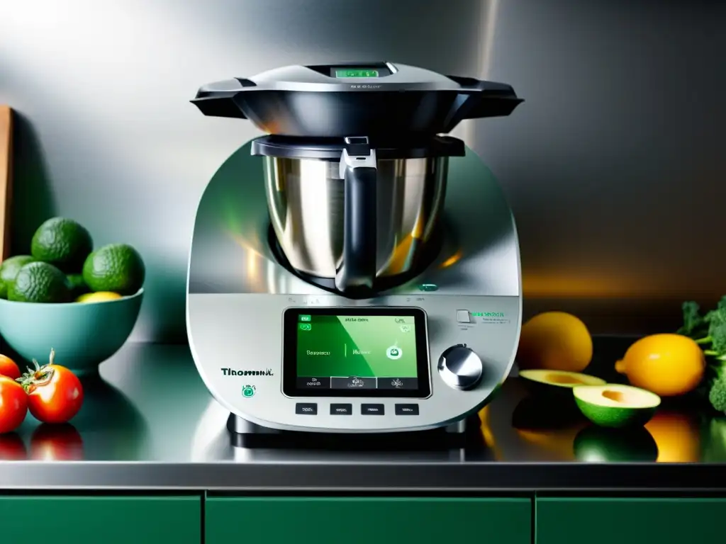 Una cocina moderna con la Thermomix TM6 en modo de mezcla y cocina