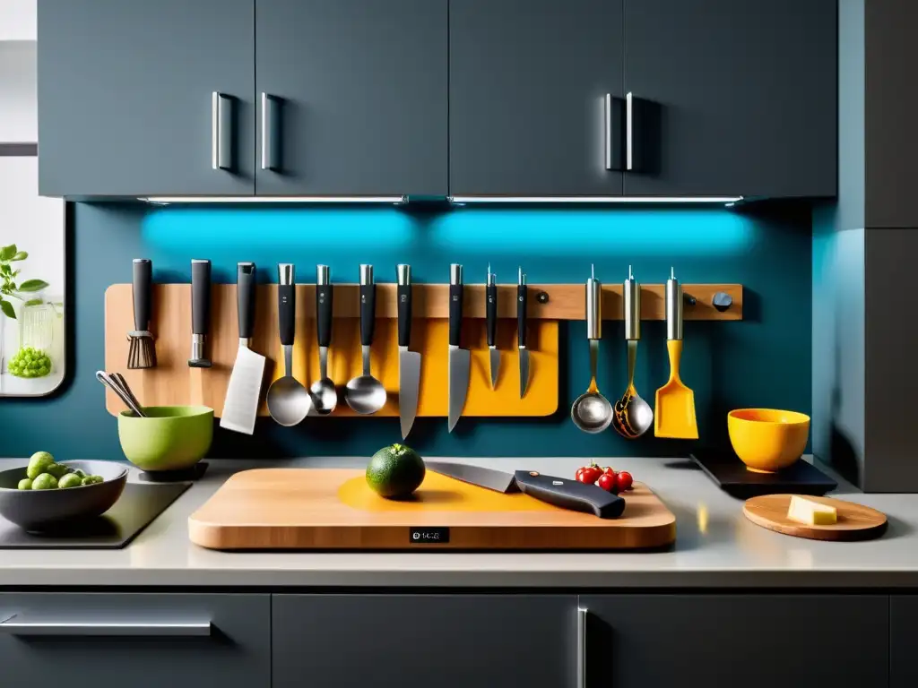 Una cocina moderna con utensilios de cocina adaptados para discapacitados, con diseño inclusivo y contemporáneo