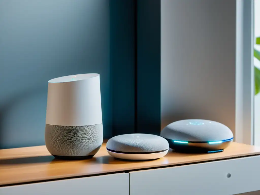 Comandos de seguridad para Alexa y Google Home en un sistema futurista y sofisticado de hogar inteligente