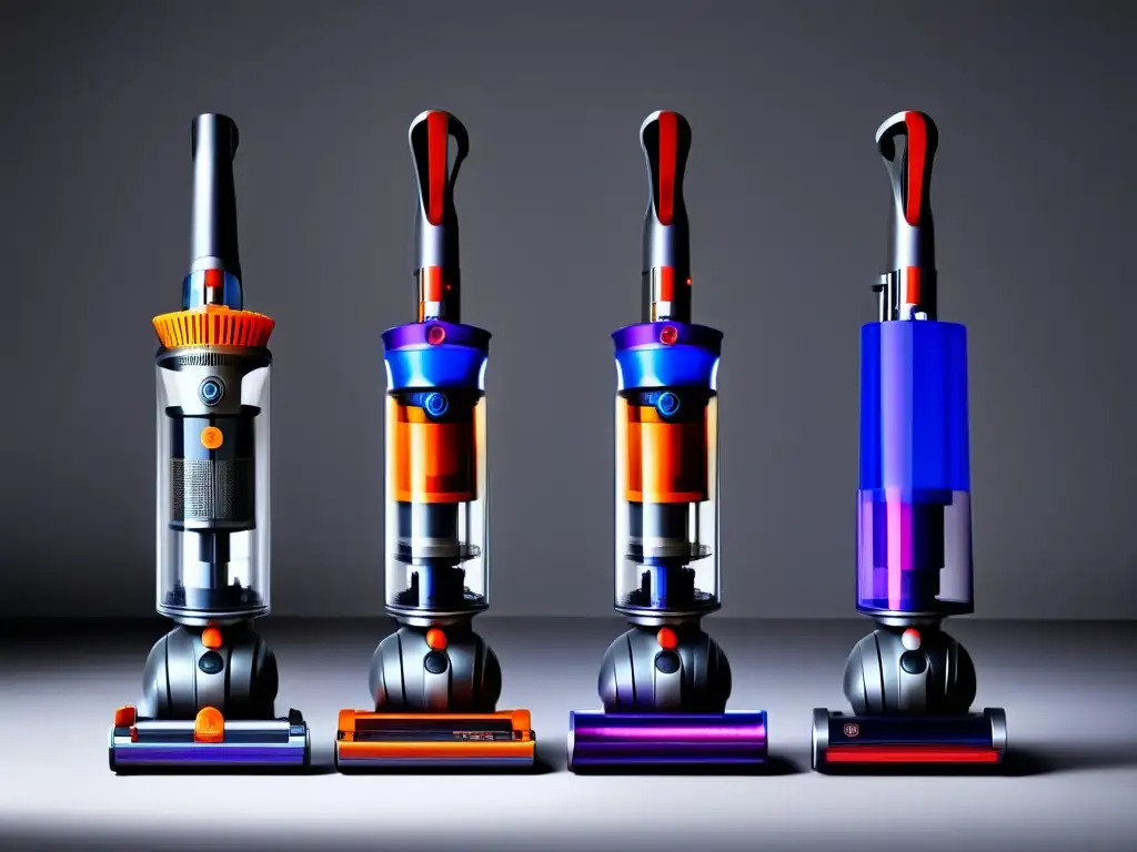 Comparativa aspiradoras sin cable Dyson: Imagen detallada de los modelos V11 y V10, resaltando su diseño moderno y accesorios