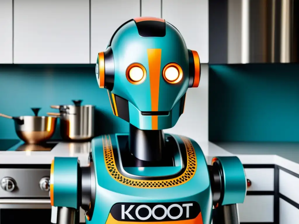 Detallada imagen de un robot de cocina personalizado con vinilos y diseños pintados a mano, destacando su meticulosa artesanía