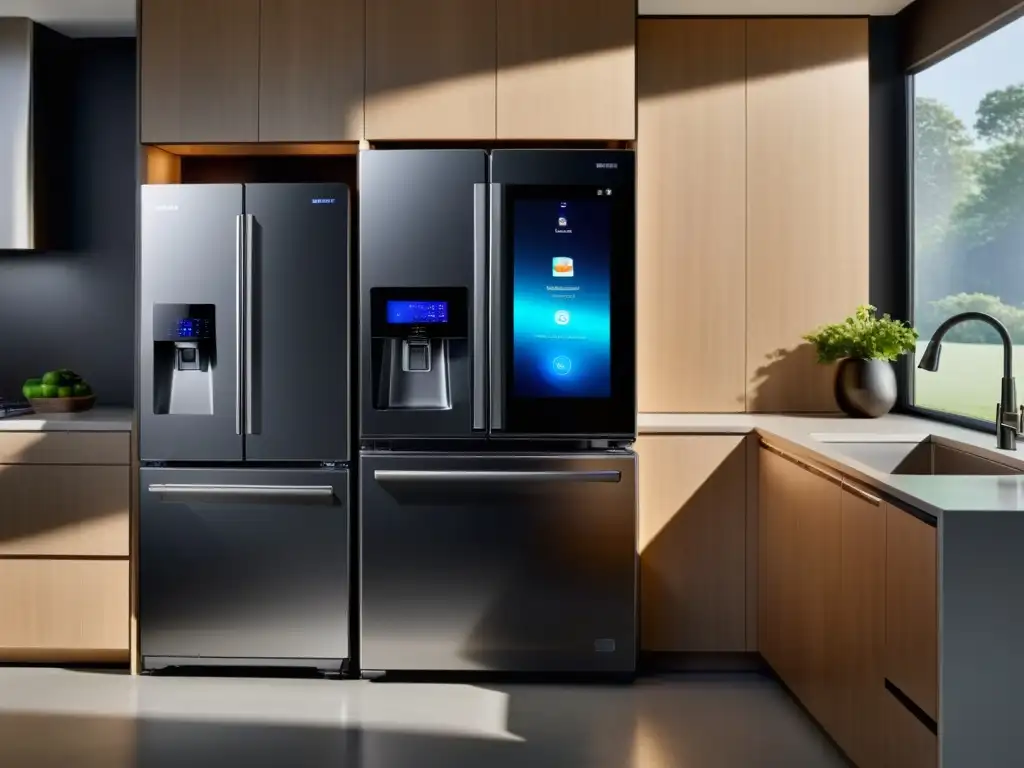 Electrodomésticos compatibles con Samsung Bixby en una cocina moderna y sofisticada