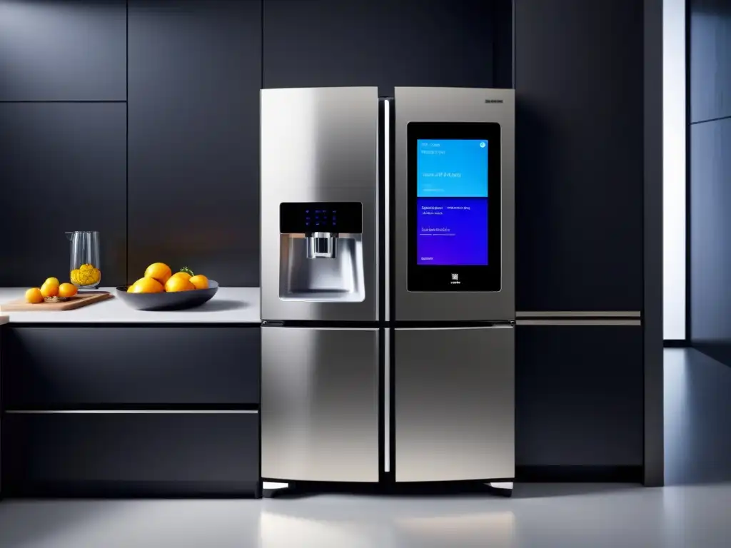 Electrodomésticos con interfaces táctiles adaptativas en una cocina moderna y futurista con un ambiente contemporáneo y minimalista