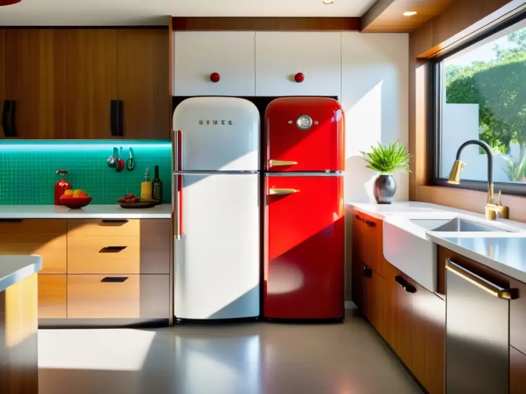 Electrodomésticos retro para hogar moderno: Cocina contemporánea con encanto vintage