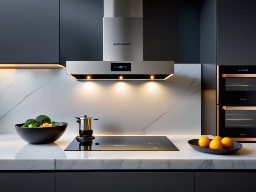 Un elegante y moderno espacio de cocina con los mejores electrodomésticos inteligentes 2022 integrados en un diseño minimalista y de vanguardia