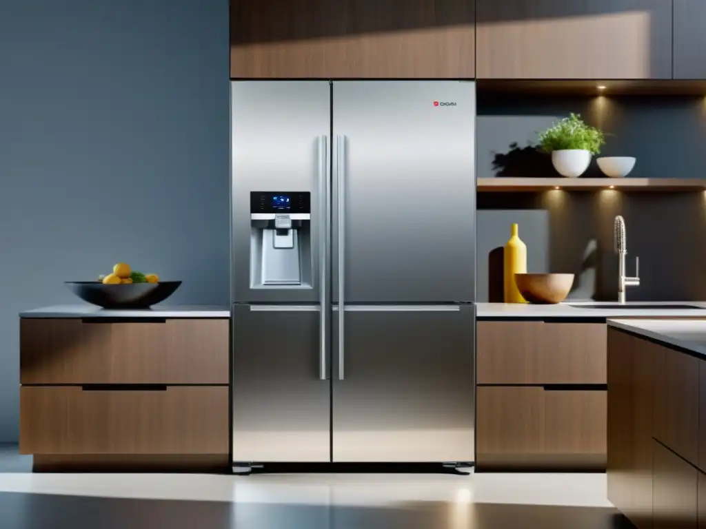 Un elegante refrigerador Bosch Home Connect con diseño minimalista en una moderna cocina