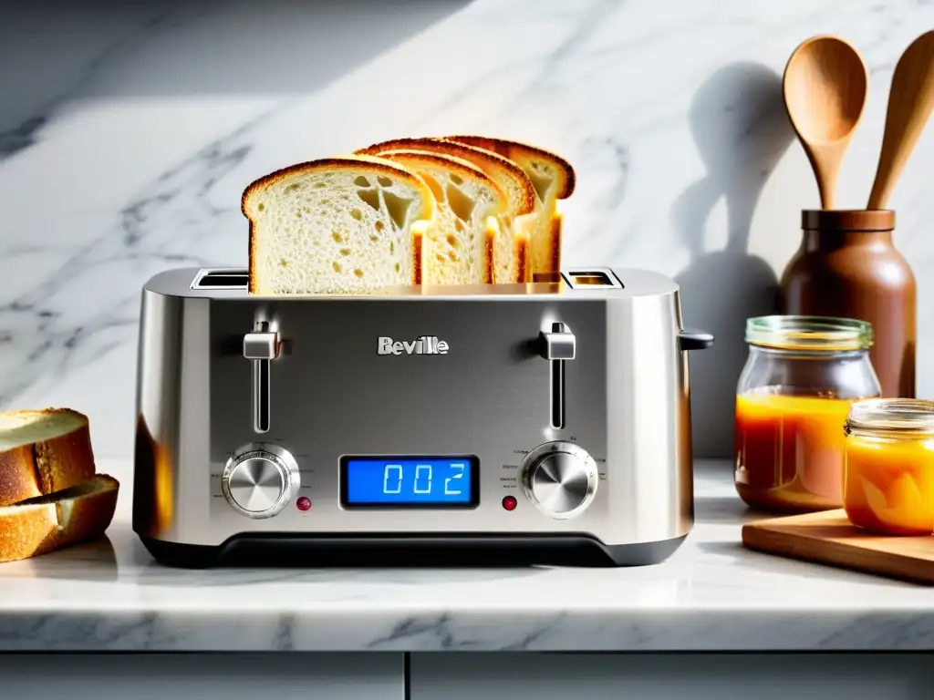 El elegante tostador Breville Smart Toast brilla en un desayuno exquisito