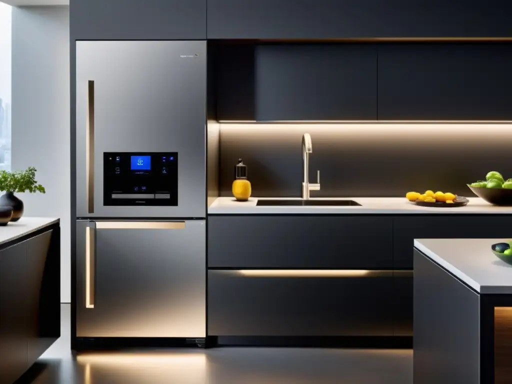 Un espacio de cocina moderno y elegante con electrodomésticos inteligentes integrados