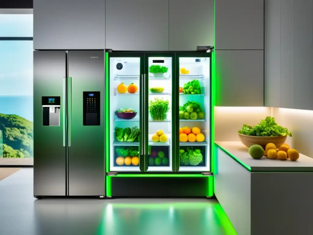 Un frigorífico que cultiva alimentos: una visión futurista y sofisticada de la integración de la tecnología y la naturaleza en la cocina