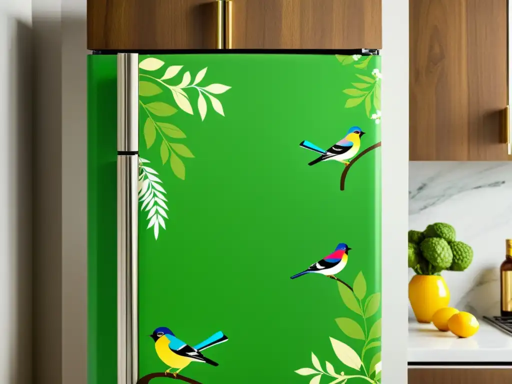 Una funda personalizada para electrodomésticos hogar, con diseño de naturaleza vibrante, encaja perfectamente en la decoración de la cocina