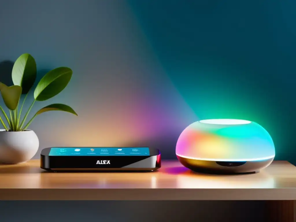 Un hogar inteligente con dispositivos compatibles con Alexa para hogar inteligente, integración y comodidad en un ambiente moderno y acogedor