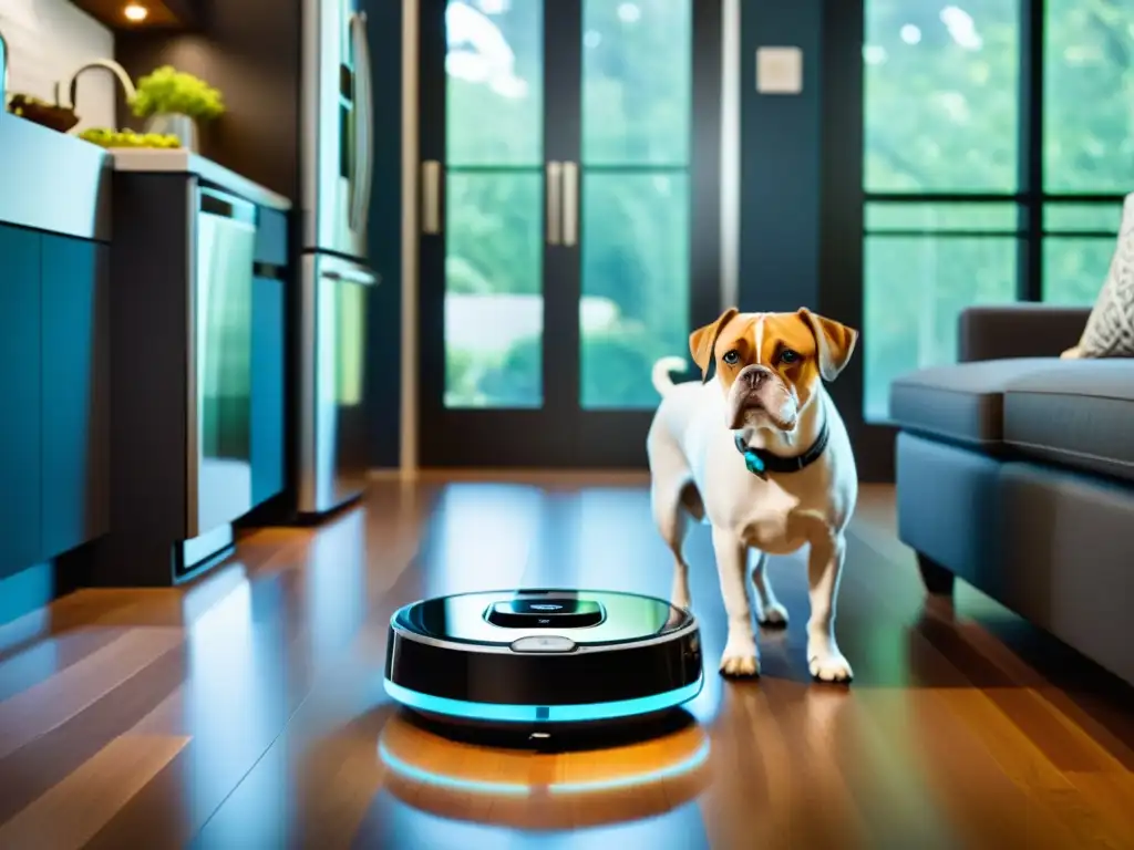 Un hogar moderno con electrodomésticos inteligentes para mascotas, armonía y sofisticación