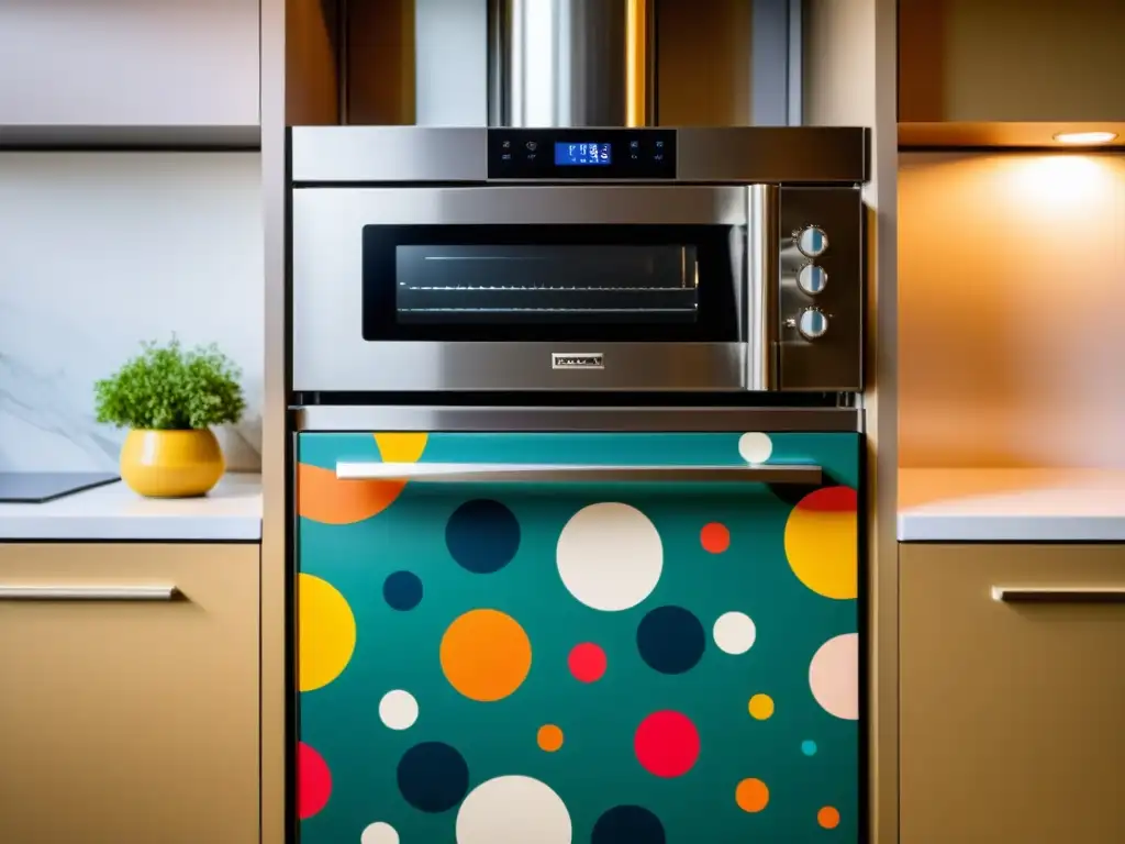 Horno de acero inoxidable con vinilo resistente al calor para horno, diseño vibrante y contemporáneo