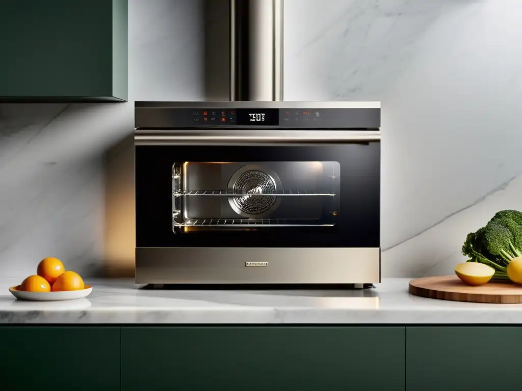 Innovación en hornos de lujo: Horno moderno de acero inoxidable en elegante cocina contemporánea con tecnología avanzada y diseño sofisticado