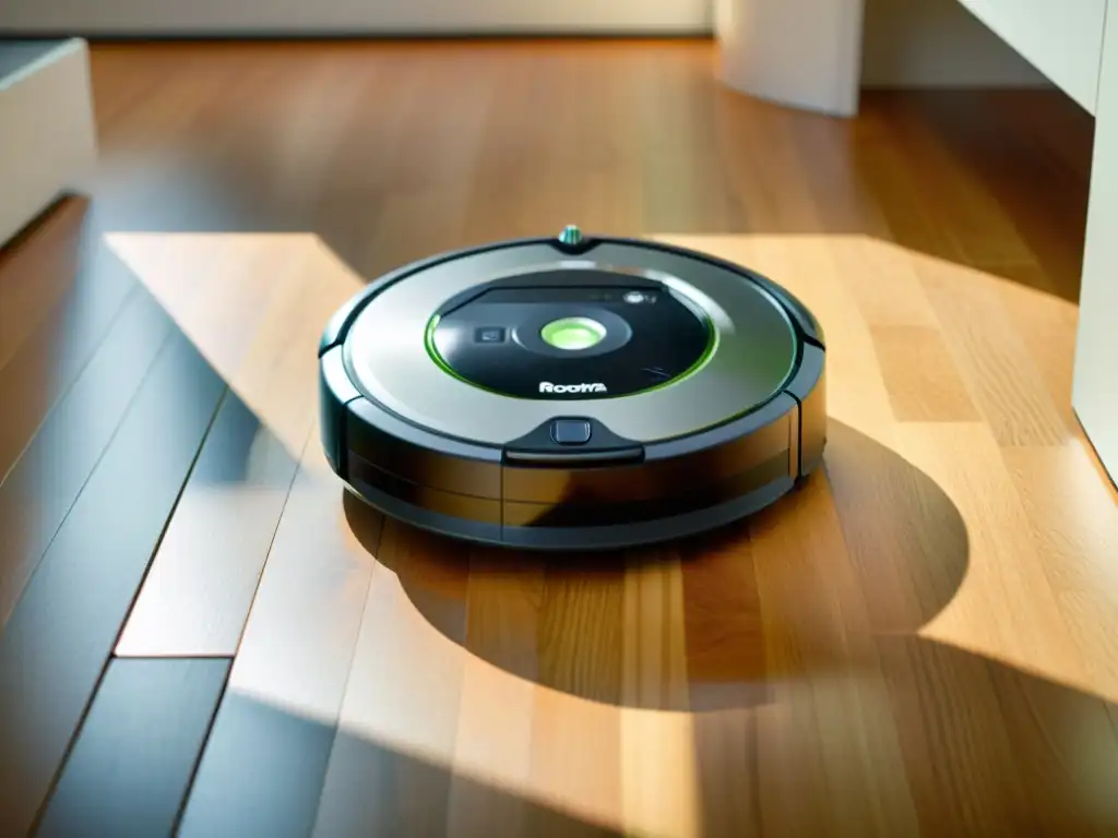 Una imagen detallada del robot aspirador Roomba i7 limpiando diferentes superficies, destacando su rendimiento y versatilidad