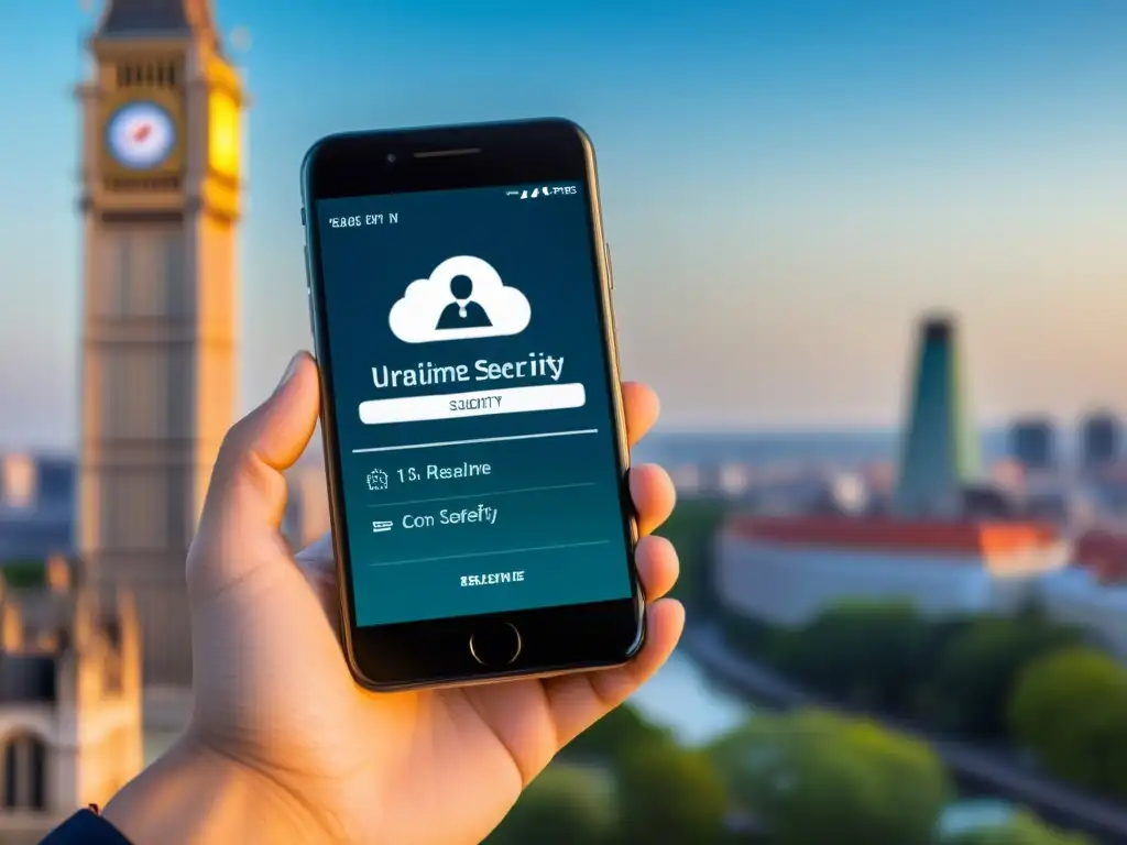 Imagen de smartphone con notificaciones de seguridad en tiempo real, diseño moderno y confiable