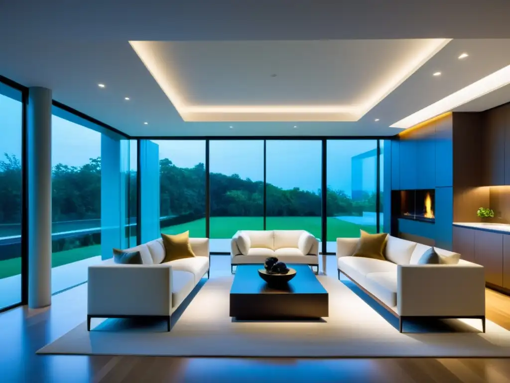 Un interior contemporáneo con impacto del aire acondicionado en la arquitectura, inundado de luz natural y elegante mobiliario minimalista