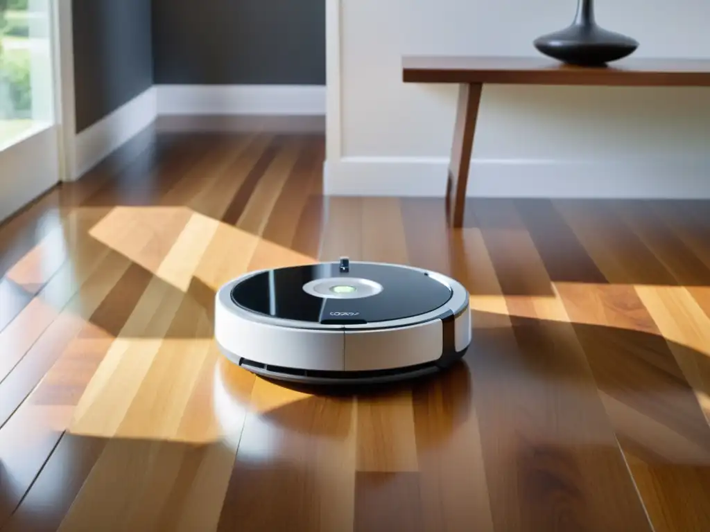 El iRobot mopa robot limpia el suelo de madera en un ambiente moderno y acogedor