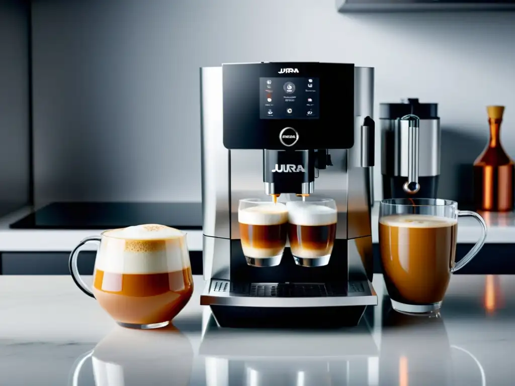 La mejor cafetera automática para casa: Jura Z8 en un entorno de lujo y sofisticación con un delicioso latte