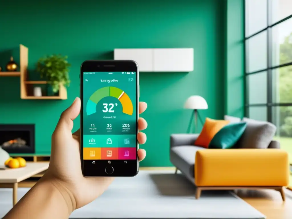 Una moderna app de gestión energética para electrodomésticos en un hogar contemporáneo