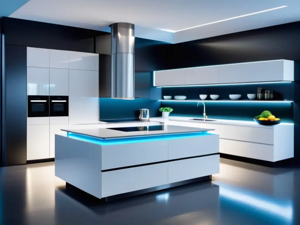 Moderno espacio de cocina con electrodomésticos de diseño futurista, en sinergia con la funcionalidad y la moda