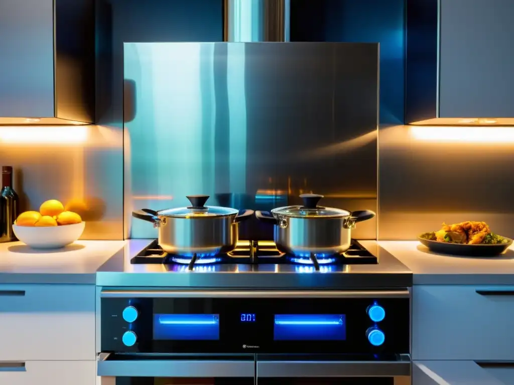 Un moderno espacio de cocina a gas con diseño minimalista y controles táctiles de alta tecnología