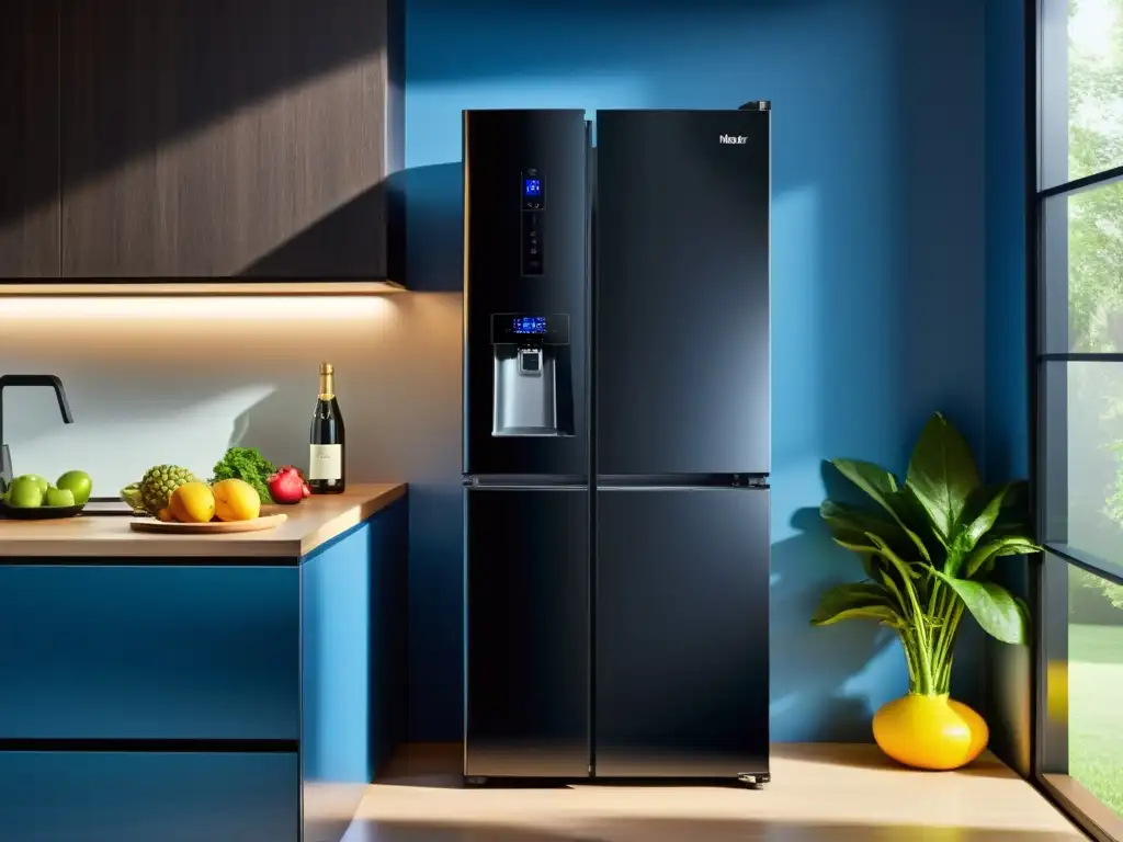 Un moderno refrigerador Haier Smart Cooling 4Door en una amplia cocina bien iluminada