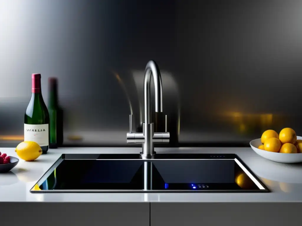 Ofertas exclusivas lavavajillas silenciosos: Moderno lavavajillas de acero inoxidable con iluminación ambiental en elegante cocina contemporánea