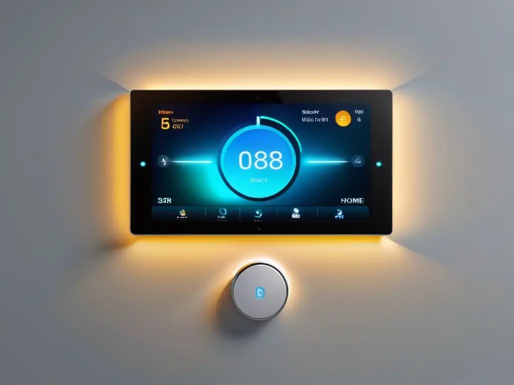 Panel de control de casa inteligente con voz Siri y HomeKit, integración elegante de dispositivos inteligentes