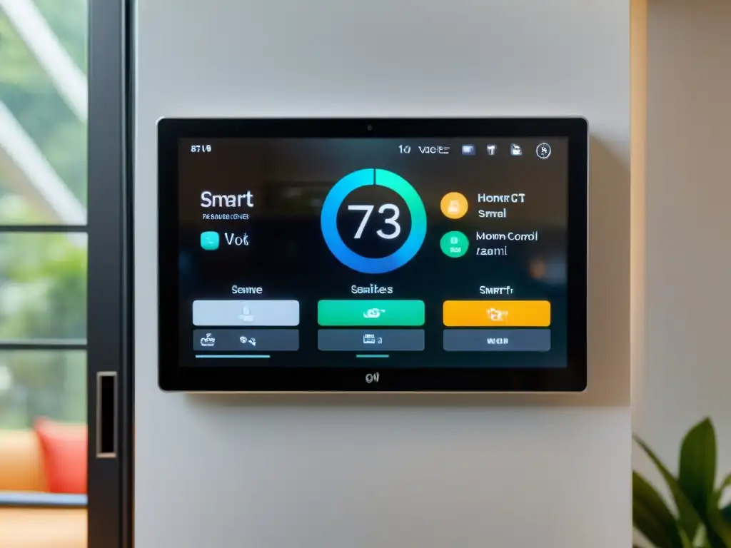 Panel de control domótico moderno y elegante con dispositivos inteligentes conectados a las plataformas de hogar: HomeKit, Google y Amazon