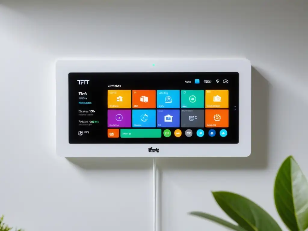 Panel de control domótico moderno y elegante con pantalla táctil, gestión de tareas automatizadas con IFTTT