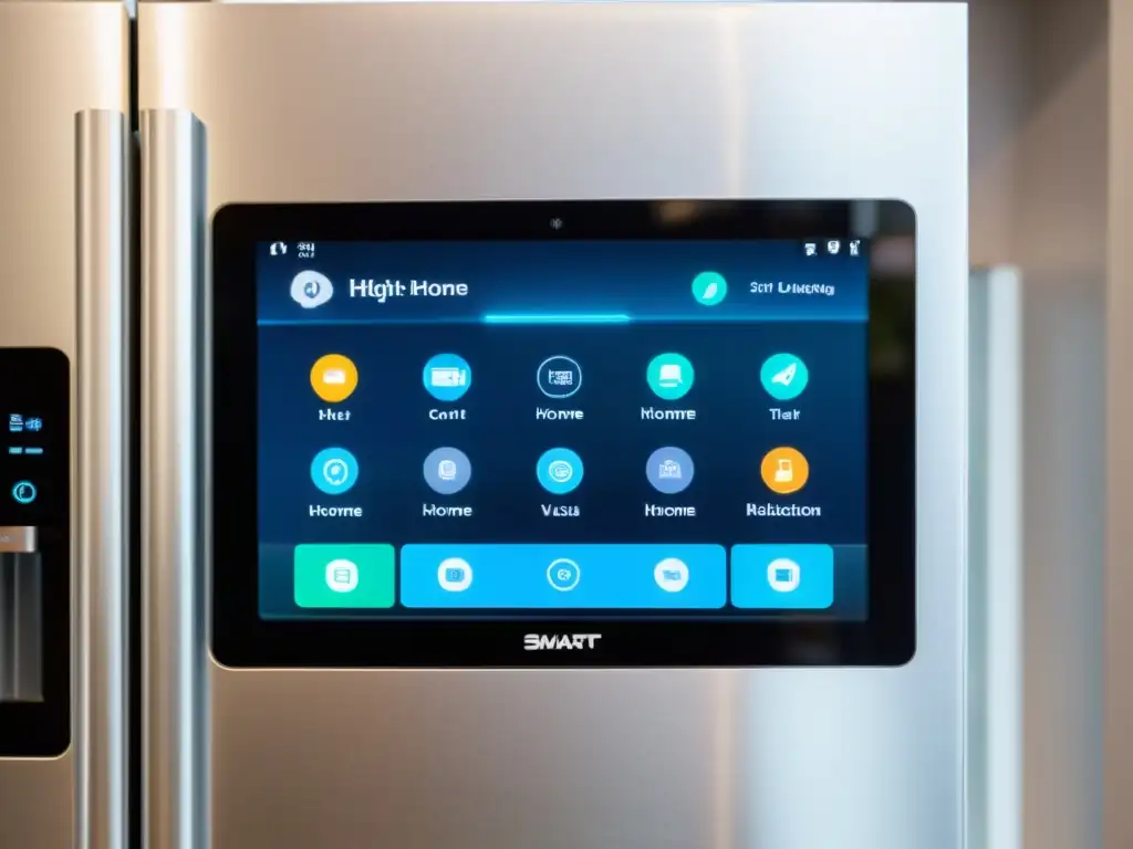 Panel de control de hogar inteligente con actualizaciones de software para electrodomésticos, diseño minimalista y dispositivos interconectados