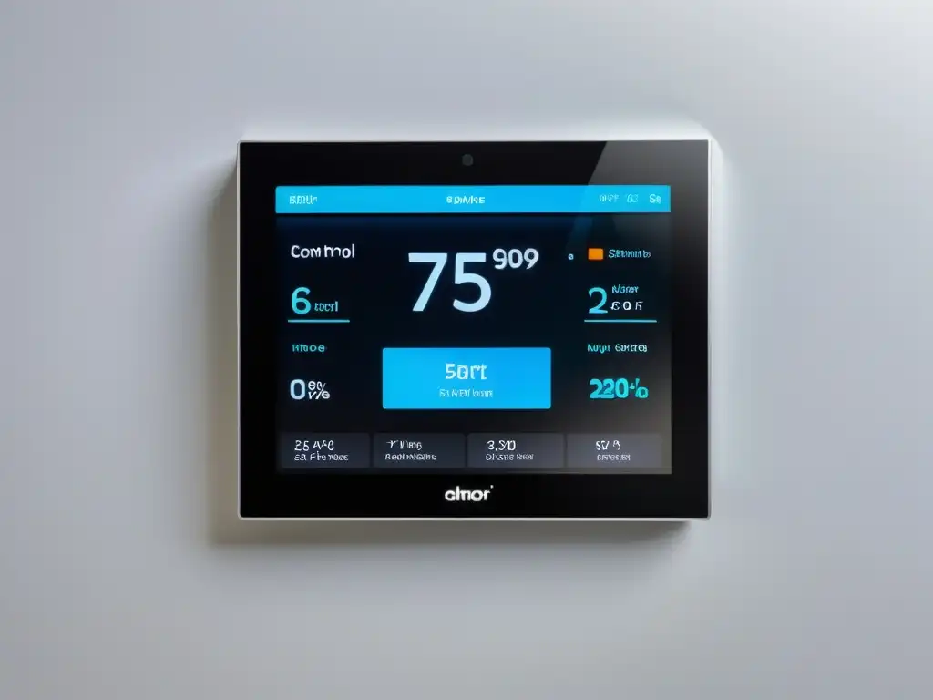 Panel de control inteligente en casa moderna con interfaz futurista