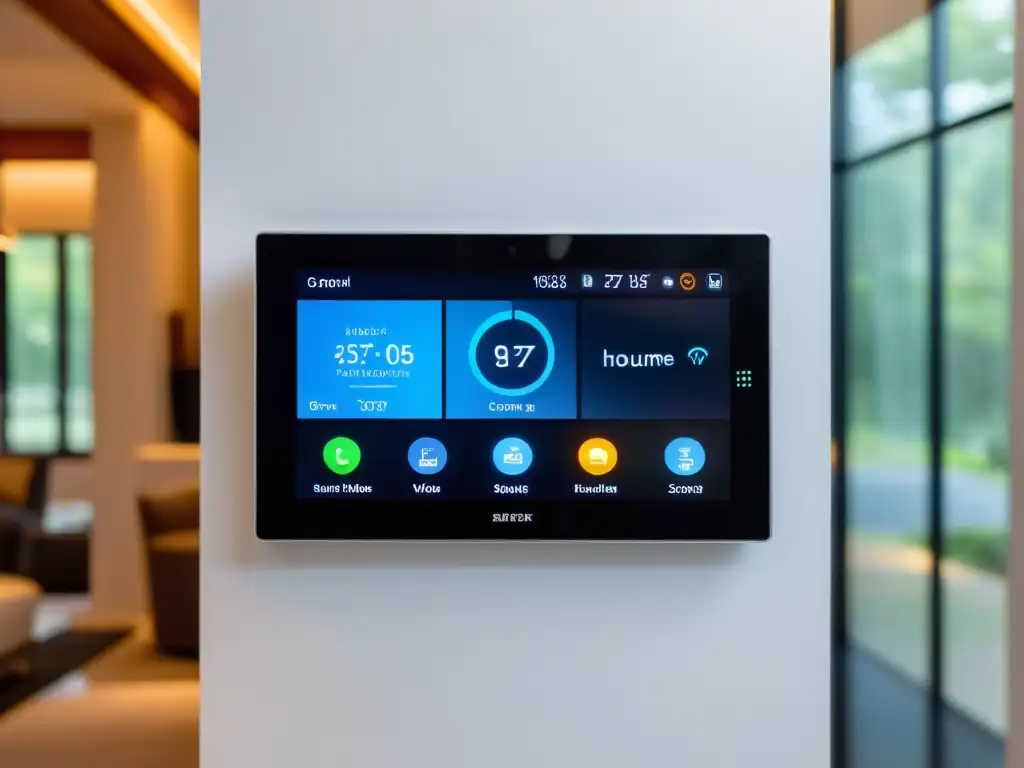 Panel de control inteligente para hogar moderno con opciones de voz personalizadas para dispositivos inteligentes