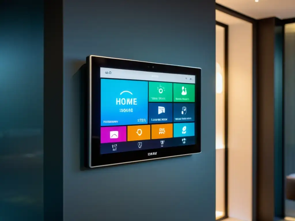 Panel de control inteligente para hogar moderno con interfaz intuitiva y elegante