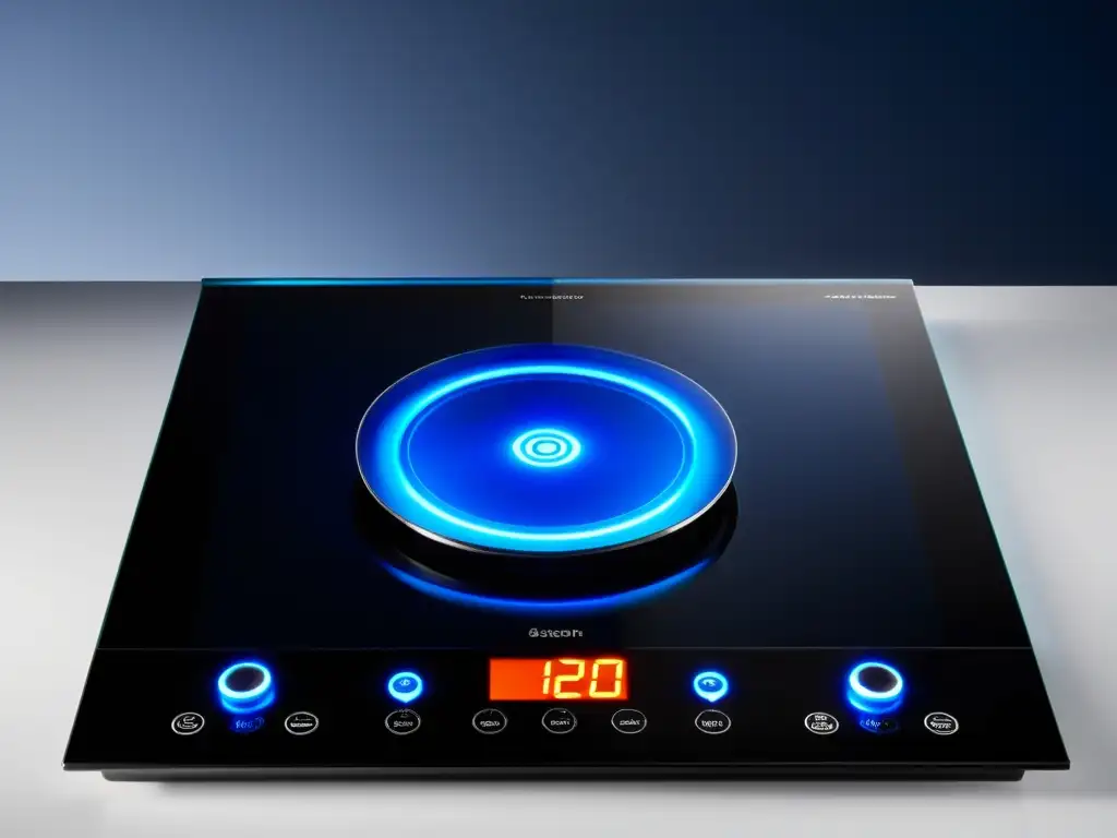 Placa de inducción con tecnología de cristal frío, control preciso y diseño contemporáneo en cocina minimalista