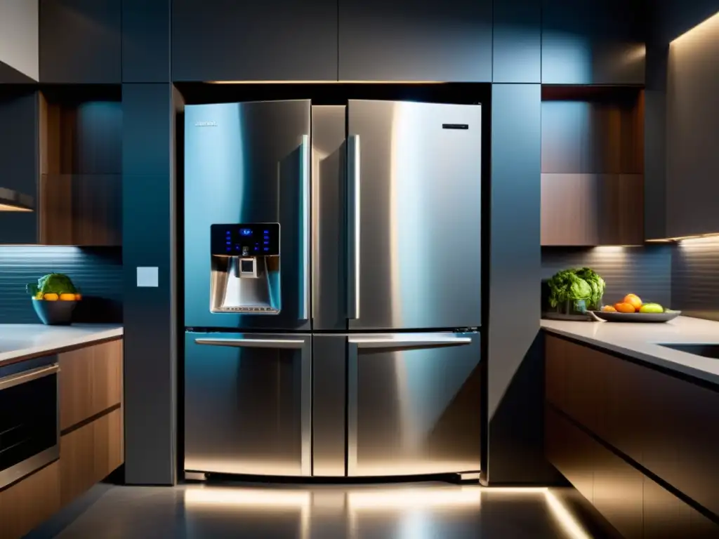 Refrigerador con tecnología Inverter y ahorro energético, en una cocina moderna y acogedora