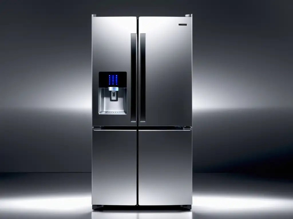 Refrigerador moderno de acero inoxidable con pantalla táctil