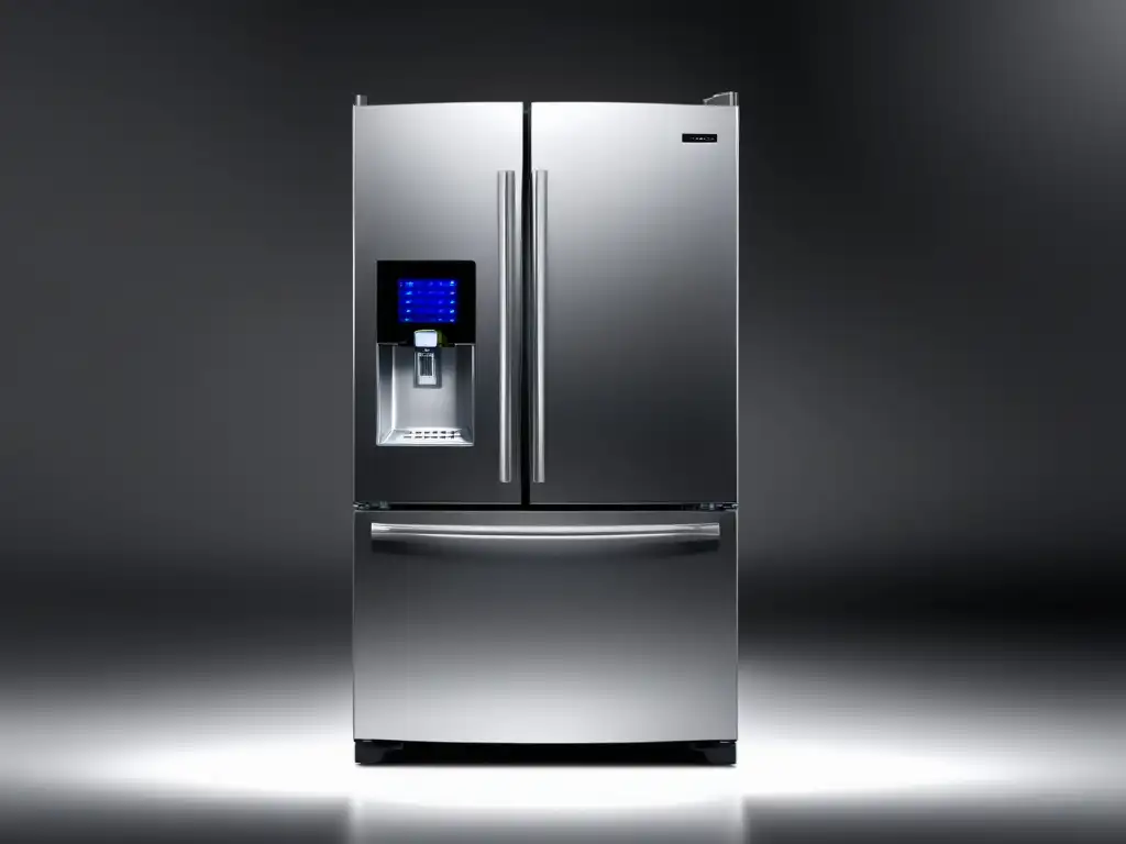 Refrigerador con pantalla táctil integrada en ambiente contemporáneo de cocina moderna