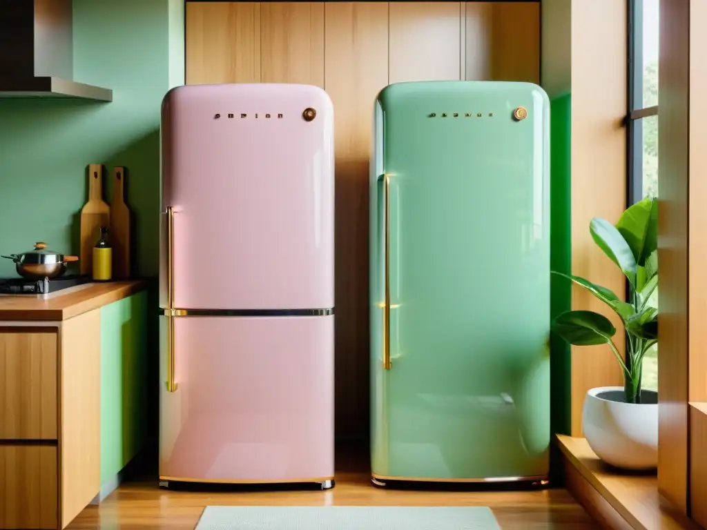 Un refrigerador retro en una cocina moderna con electrodomésticos retro para el hogar