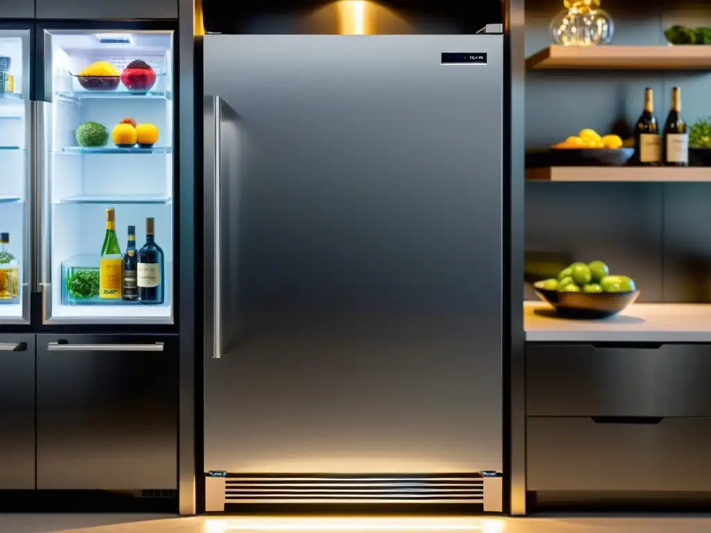 Reseña refrigerador SubZero 2023: Moderno frigorífico de acero inoxidable con pantalla táctil LED, iluminación ambiental y diseño elegante